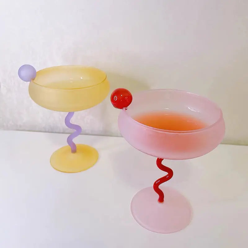 Wavy Frosted Dessert Cocktail Glass